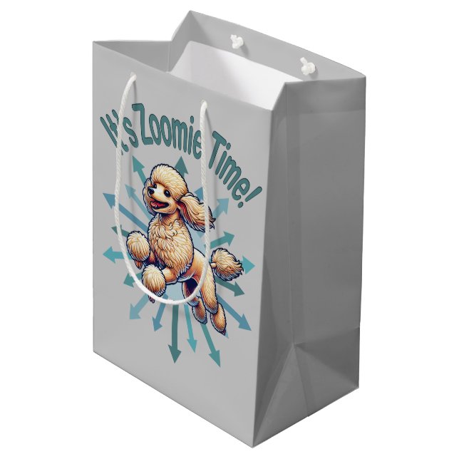 It’s Zoomie Time Poodle Medium Gift Bag (Back Angled)
