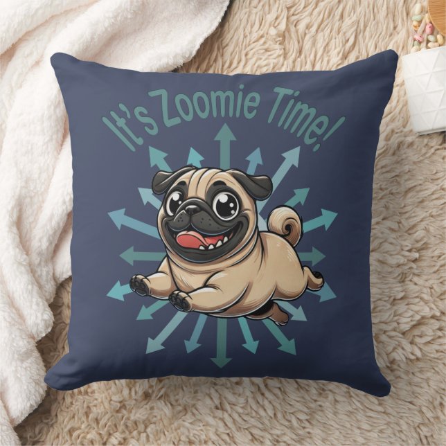 It’s Zoomie Time Pug Cushion (Blanket)
