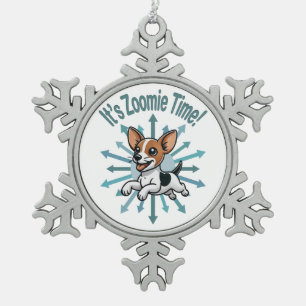 It’s Zoomie Time Rat Terrier Snowflake Pewter Christmas Ornament