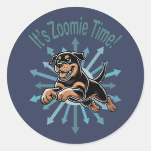 It’s Zoomie Time Rottweiler Classic Round Sticker