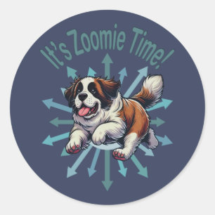 It’s Zoomie Time Saint Bernard Classic Round Sticker