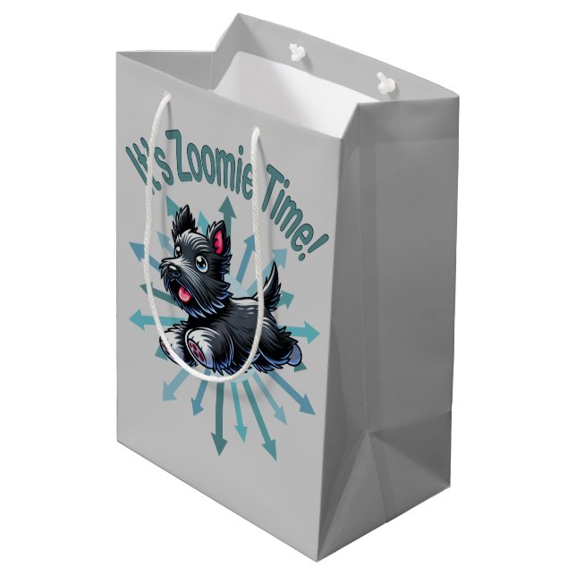 It’s Zoomie Time Scottish Terrier Medium Gift Bag (Back Angled)
