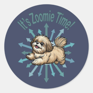 It’s Zoomie Time Shih Tzu Classic Round Sticker