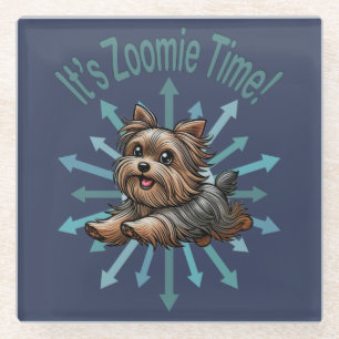 It’s Zoomie Time Yorkshire Terrier Glass Coaster