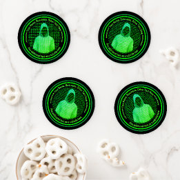 IT Security Computer Data Thieves Green & Black Coaster Set