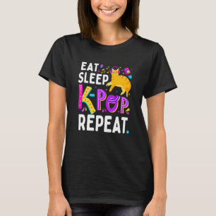 It Sleeps K Pop Repeat Cute Cat Korean Music Fan T-Shirt