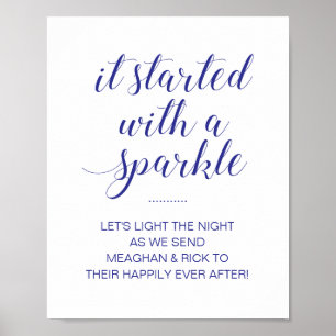 It Started With A Sparkle Blue Wedding Sparkler Poster