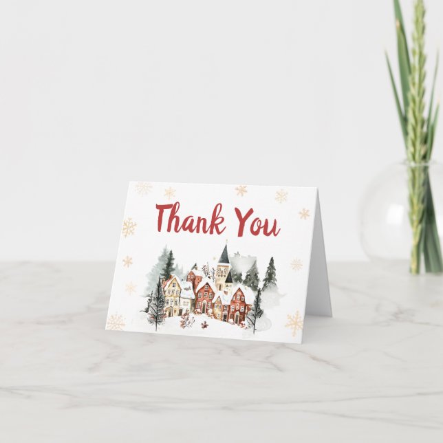It Take a Village Winter Baby Shower Thank You Card (Front)