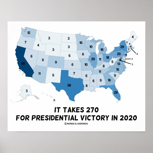 It Takes 270 For Presidential Victory In 2020 Map Poster (Front)
