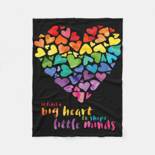 It Takes A Big Heart To Shape Little Minds Teacher Fleece Blanket