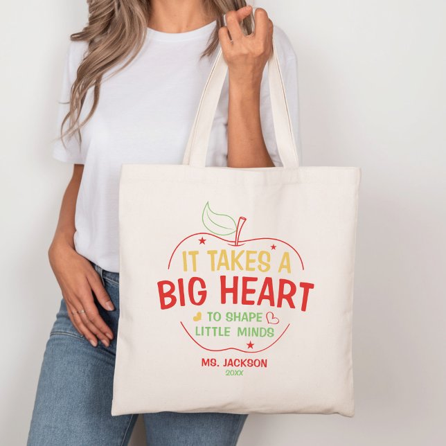 It Takes A Big Heart To Shape Little Minds Teacher Tote Bag (Creator Uploaded)