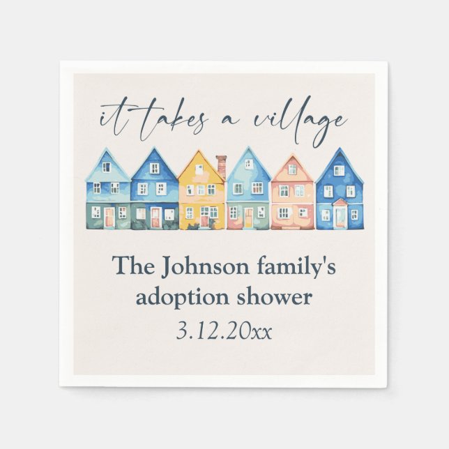 "It Takes A Village" Adoption / Foster Shower  Napkin (Front)