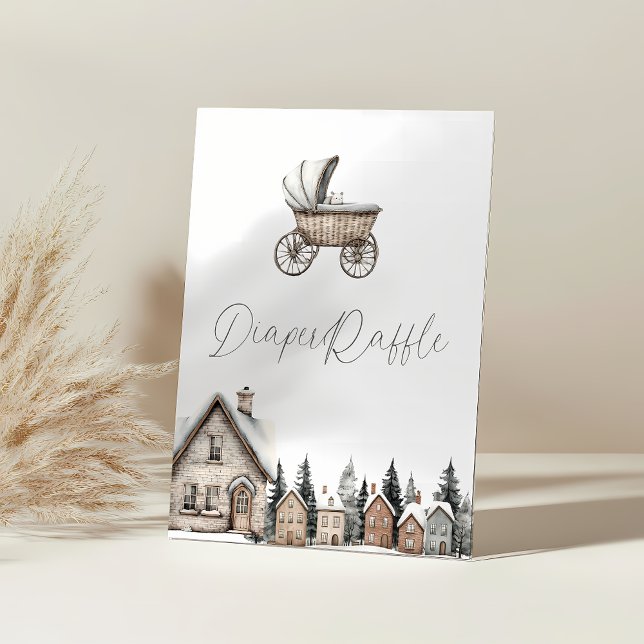 It takes a village Baby Shower Diaper Raffle Pedestal Sign (Creator Uploaded)