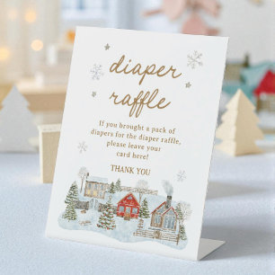 It Takes a Village Baby Shower Diaper Raffle Pedestal Sign
