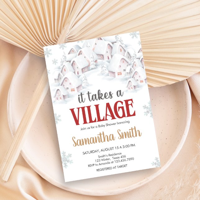 It Takes a Village Baby Shower Invitation (It Takes a Village Winter Baby Shower Invitation)