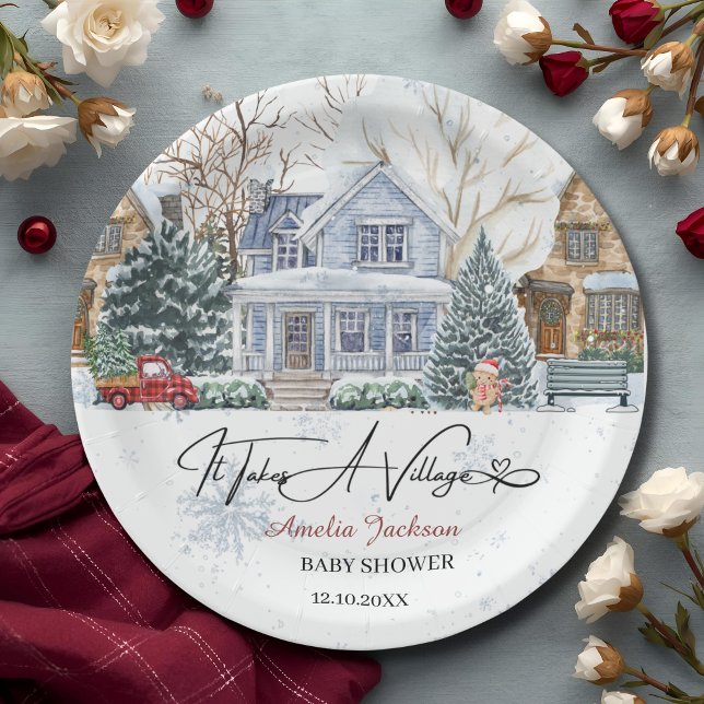 It takes a Village Baby Shower invitation Paper Plate (Creator Uploaded)