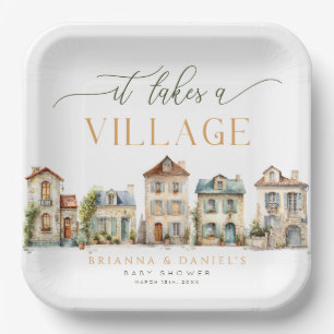 It Takes a Village Baby Shower Plates
