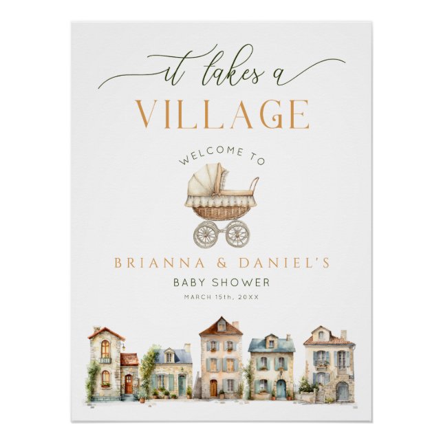 It Takes a Village Baby Shower Welcome Poster (Front)