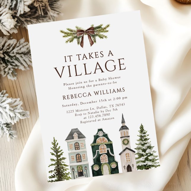 It Takes a Village Christmas Baby Shower Invitation (Creator Uploaded)