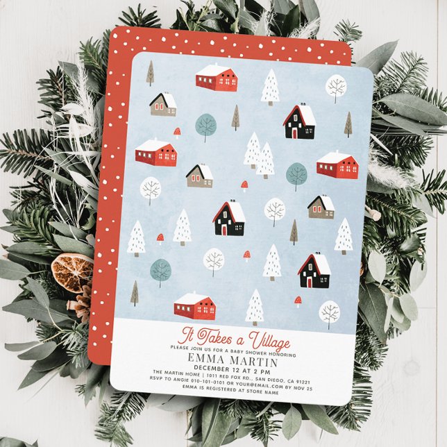 It Takes A Village Christmas Holiday Baby Shower Card (Creator Uploaded)