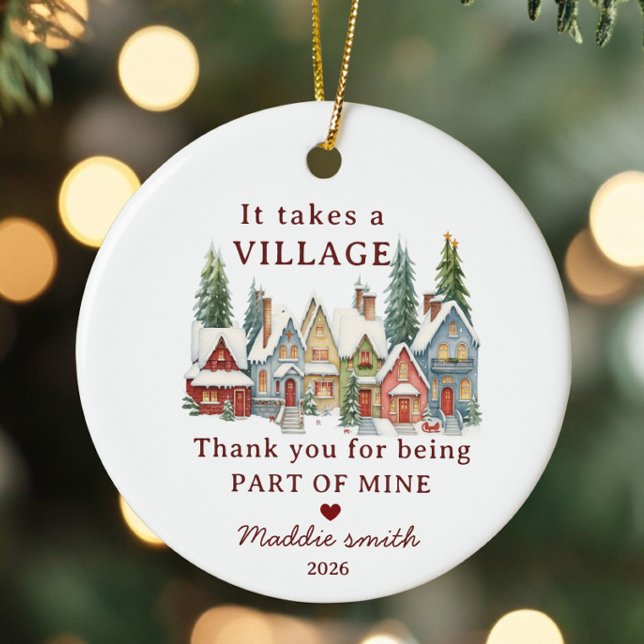 It Takes a Village Christmas Thank You Gift 2026 Ceramic Ornament (Creator Uploaded)