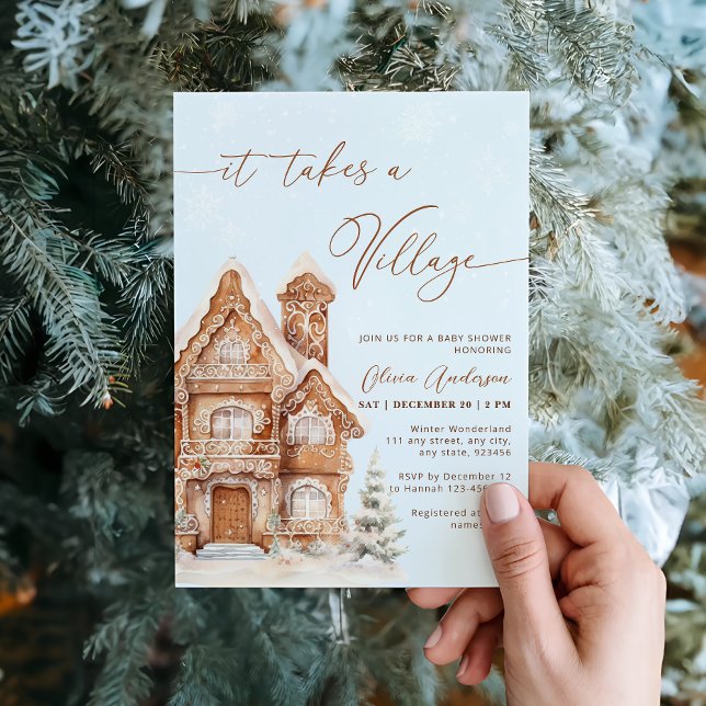 It Takes a Village Christmas Winter Baby Shower Invitation (Creator Uploaded)