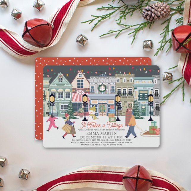 It Takes A Village Holiday Town Baby Shower Card (Creator Uploaded)