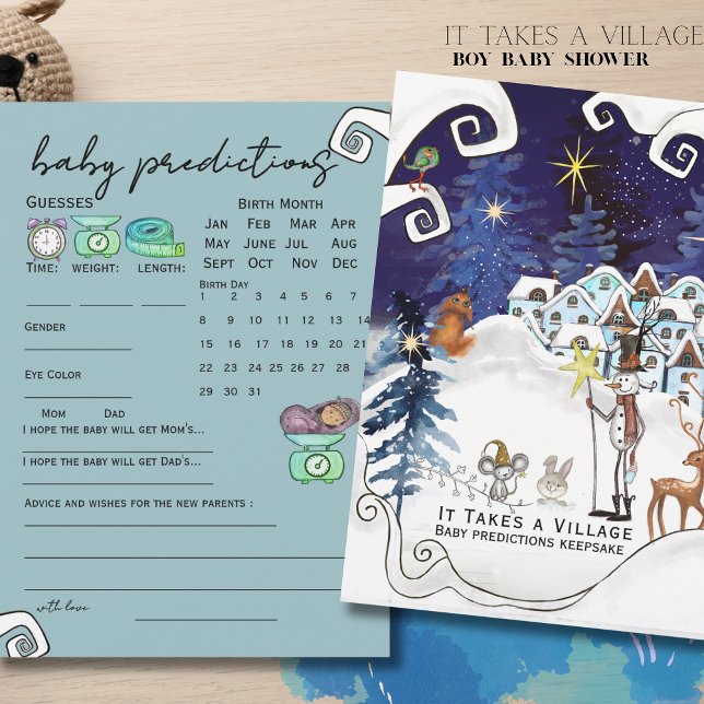 It Takes a Village Ice Blue Baby Prediction Game  Invitation (It Takes a Village Ice Blue Baby Prediction Game Invitation)