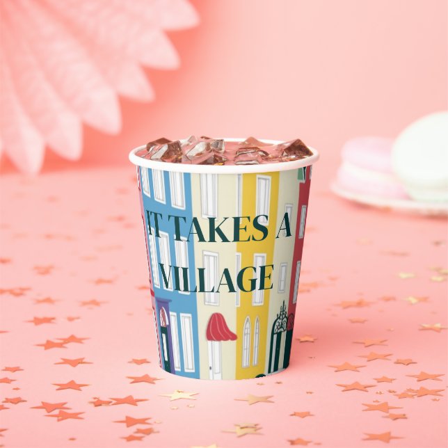 It takes a Village Modern Craft Baby Shower Paper Cups (Insitu)