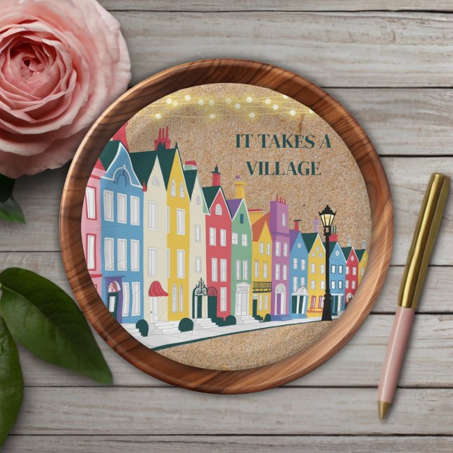 It takes a Village Modern Craft Baby Shower Paper Plate (Creator Uploaded)