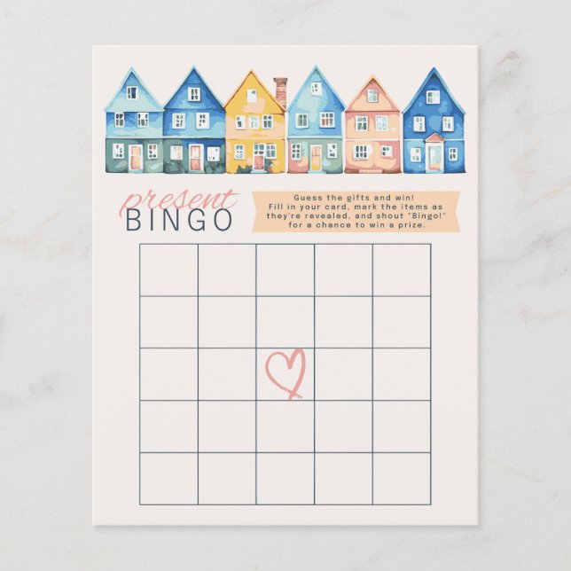 "It Takes a Village"  Present Bingo Shower Game (Front)