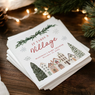 It Takes a Village Snowflake Winter Baby Shower Napkin