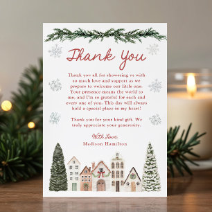 It Takes a Village Snowflake Winter Baby Shower Thank You Card