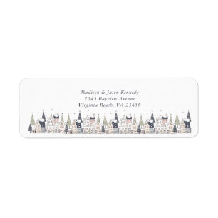 It Takes a Village Snowy Whimsical Return  Address Label