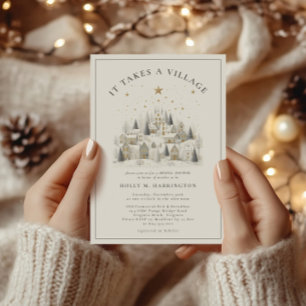 It Takes a Village Winter Baby Shower Invitation