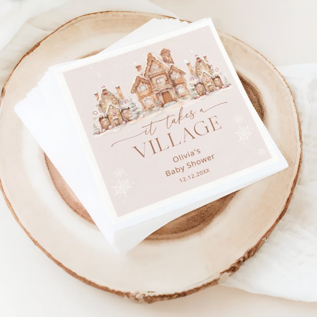 It Takes a Village Winter Baby Shower Napkin (Creator Uploaded)