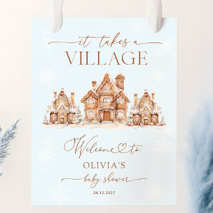 It Takes a Village Winter Baby Shower Welcome Poster
