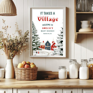 It Takes a Village Winter Baby Shower Welcome Sign