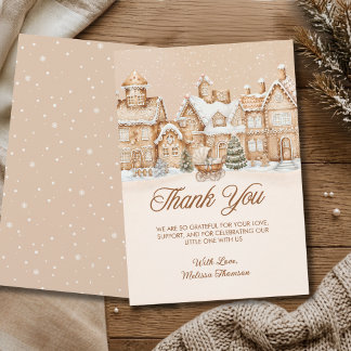It Takes A Village Winter Gingerbread Baby Shower Thank You Card