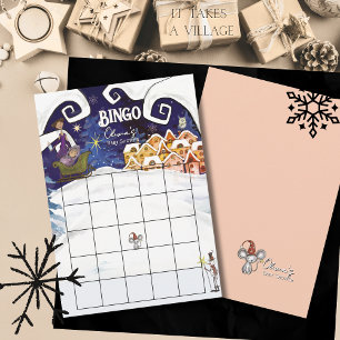 It Takes a Village Winter Girl Baby Shower Bingo Invitation