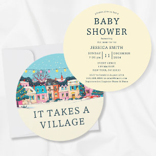 It Takes A Village Winter Neutral Baby Shower Invitation