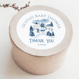 It takes a Village Winter Night Snow Thank you Classic Round Sticker