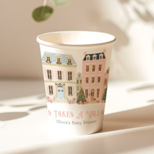 It Takes a Village Winter Snow Baby Shower Paper Cups