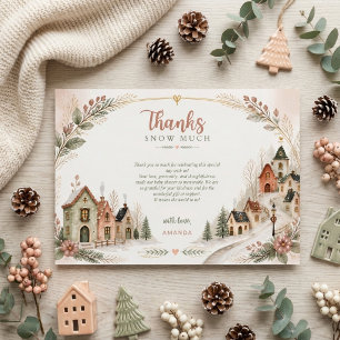 It takes a Village Winter Vintage Baby Shower Thank You Card
