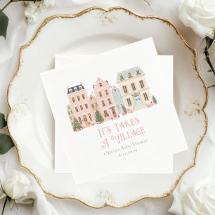 It Takes a Village Winter Whimsical Baby Shower Napkin