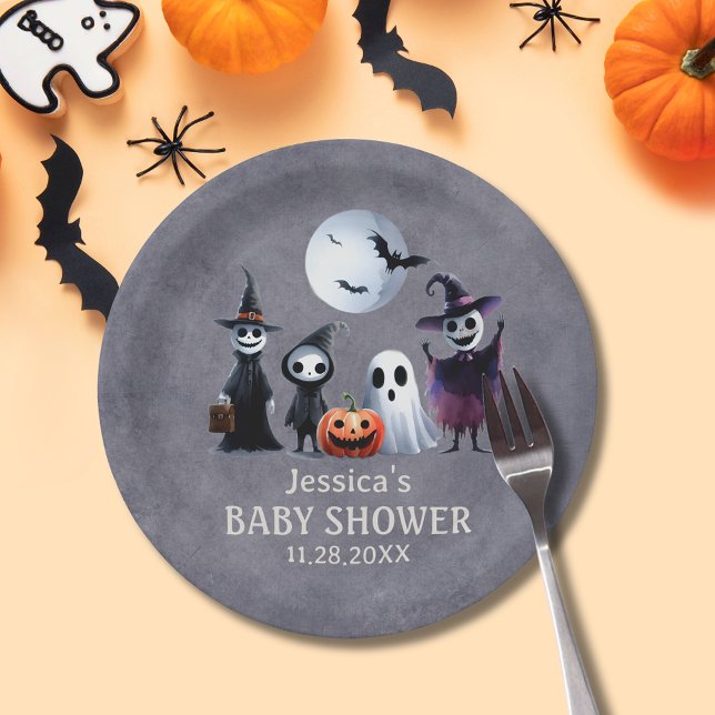 It Takes Haunted Village Halloween Baby Shower Paper Plate (It Takes Haunted Village Halloween Baby Shower Paper Plates)