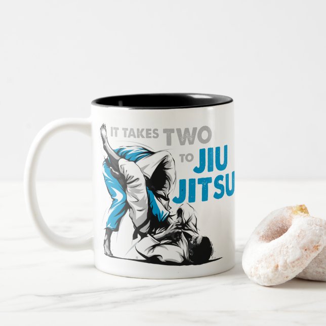 It Takes two to Jiu Jitsu Two-Tone Coffee Mug (With Donut)