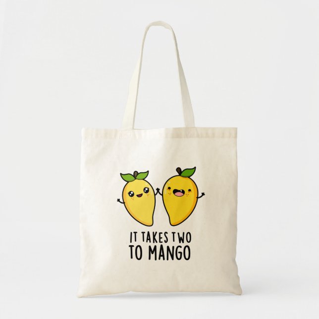 It Takes Two To Mango Funny Dancing Fruit Pun Tote Bag (Front)