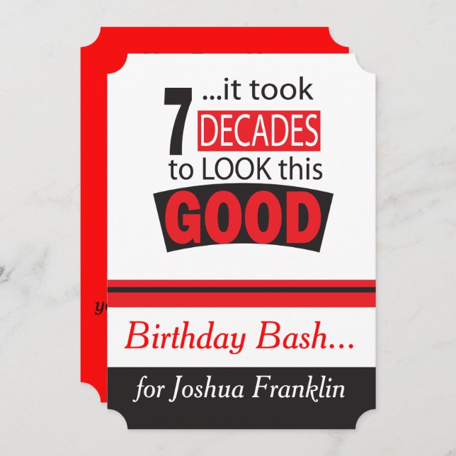 It Took 7 Decade to Look this Good Invitation (Front/Back)