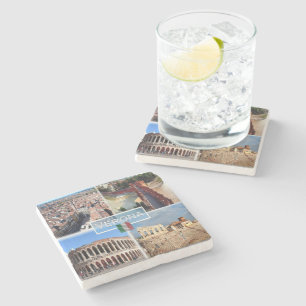 IT Verona - Arena Internally Castelvecchio Bridge Stone Coaster